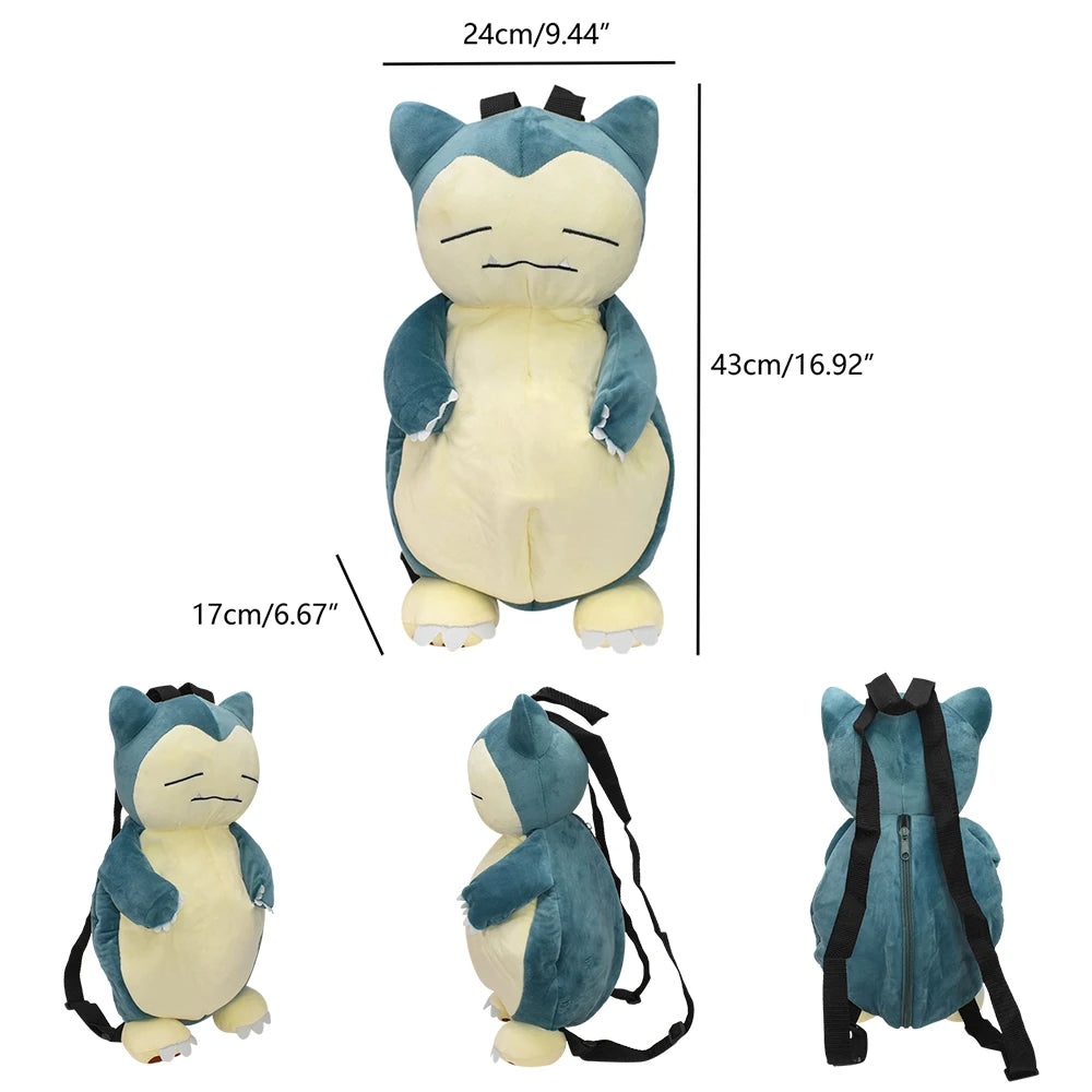 New Pokemon Pikachu Snorlax Eevee Mimikyu Mew Gengar Charizard Piplup Slowking Plush Backpack Toy for Boys Girls Doll Gift