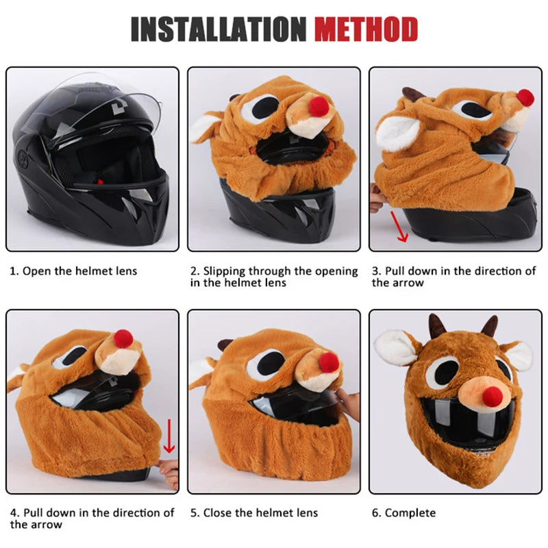 Helmet Protection Headgear Cover Cartoon Fluffy Plush Set For Motorcycle Full-Face Protective Case Motorbike Safety Trendy