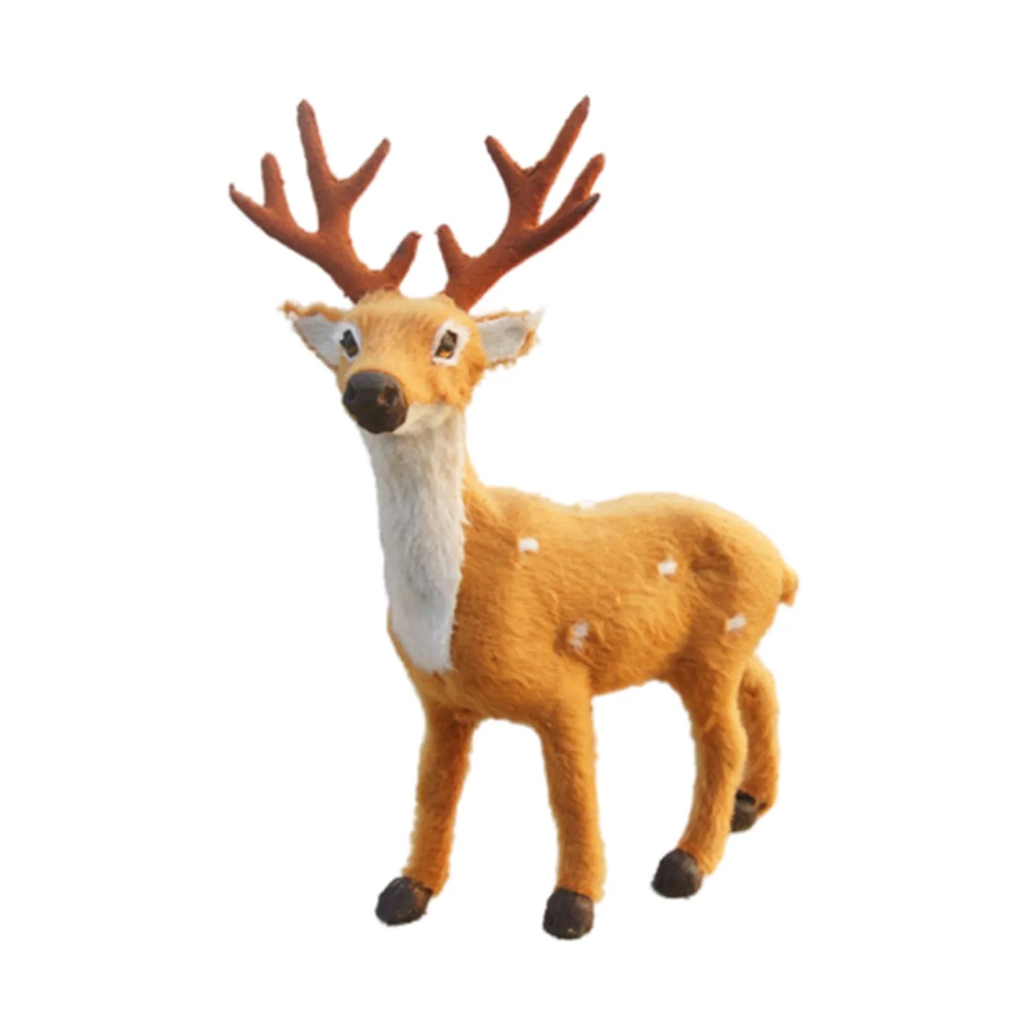 Christmas Elk Figurines Cartoon Handmade Desktop Model Simulation Sika Deer Plush Toys Reindeer Decor Christmas Gift Ornaments