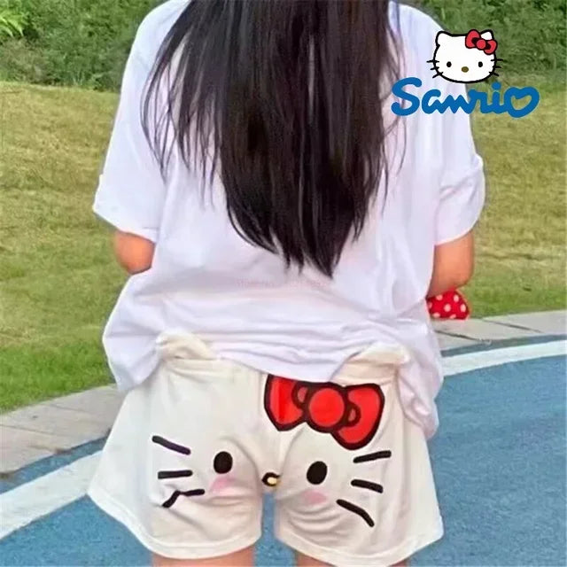 2024 Sanrio Hello Kitty Pajamas Halloween Flannel Fashion Trouserswomen Kawaii Woolen Anime Cartoon Casual Home Pants Autumn