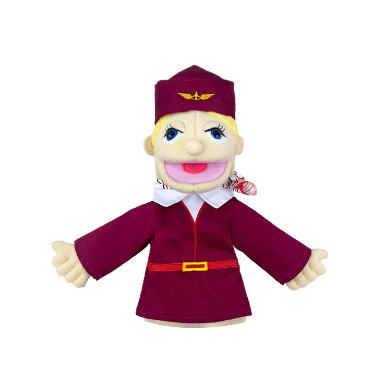 Simulation Cartoon Profession Series Big Hand Puppet Plush Doctor Police Officer Nurse Teacher Job Puppet Ventriloquism Doll