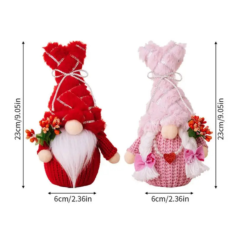 Valentine Gnomes 2X Home Gnomes Dolls Valentine's Day Gnome Decoration Plush LED Lighted Gnomes Doll Ornaments For Holiday Home