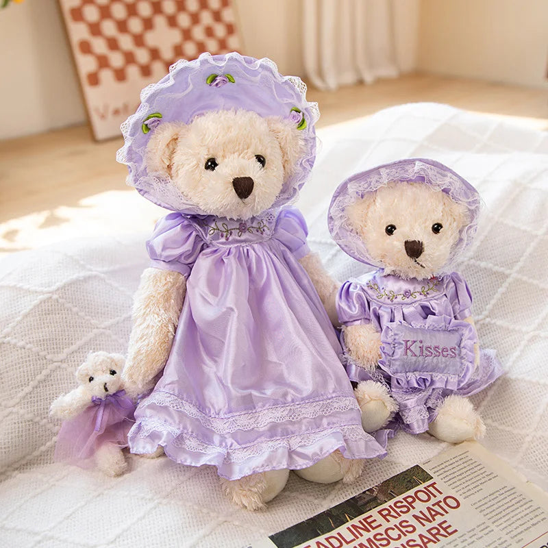 25/40cm Lovely Teddy Bear Bunny Wearing NightdressPlush Toys Stuffed Dolls For Baby Girls Children Girl Birthday Xmas Present