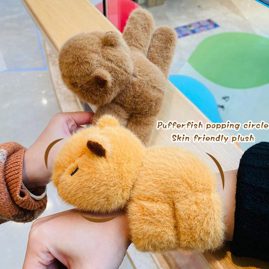 Four Colors Capybara Animal Slap Snap Wrap Wristband Bracelet Plush Stuffed Animal Kawaii Capybara Hand Ring Toys Wristband