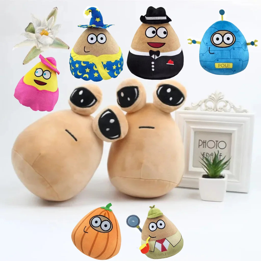 Pou Plush Cartoon Alien Toy, Kawaii Stuffed Animal Boneca, Figura do Jogo Quente, Presentes para Fãs, 22cm