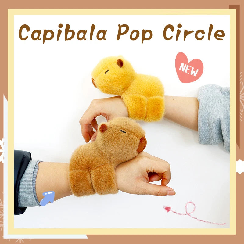 Four Colors Capybara Animal Slap Snap Wrap Wristband Bracelet Plush Stuffed Animal Kawaii Capybara Hand Ring Toys Wristband