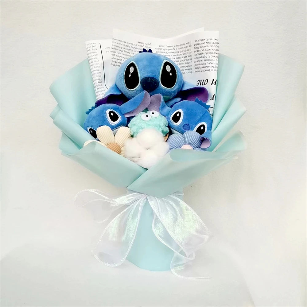 Anime Stitch Flower Bouquet Cartoon Lilo Stitch Plush Toy Doll Bouquet Children Xmas Birthday Valentine Graduation Gift