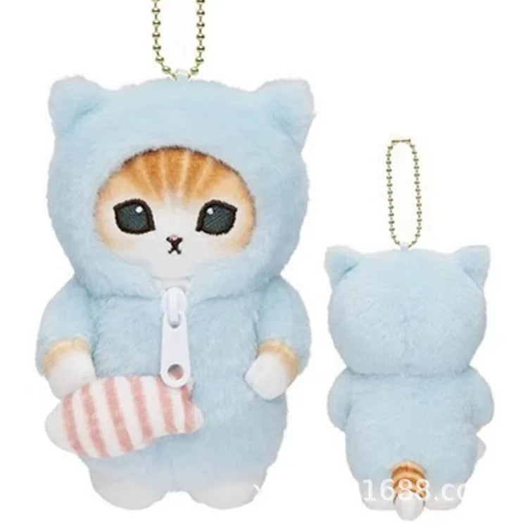 Kawaii Sanrio Plush Keychain Pendant Cartoon Mofusand Shark Cat Cross-Dressing Hello Kitty Kuromi doll stuff Backpack Decor Toys