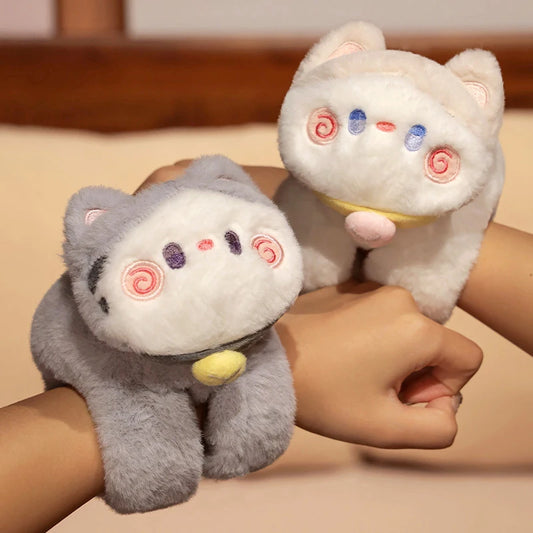 Kawaii Animal Cat Slap Snap Wrap Wristband Bracelet Hug Cat Plush Hand Ring Wristband Kids Toys Elegant Birthday Christmas Gift