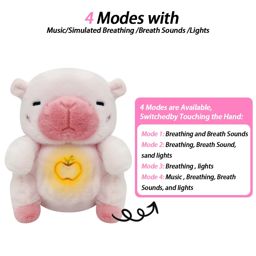 4 MODES Original Sleeping Time Baby Breathing Anxiety Relief Capybara Sensory Toys with Hug Stuffed Plush Capybara and Otter Toy