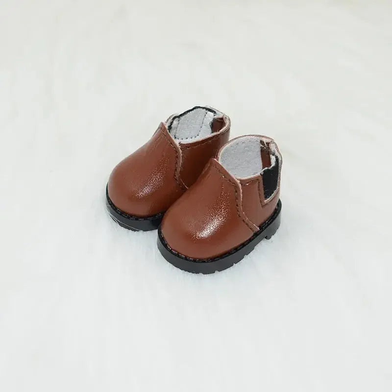 For Labubu Shoes (3.8*2.3cm) for 17cm Labubu Macaron and 10cm EXO /Cotton Doll Finger Shoes Doll Leather Shoes