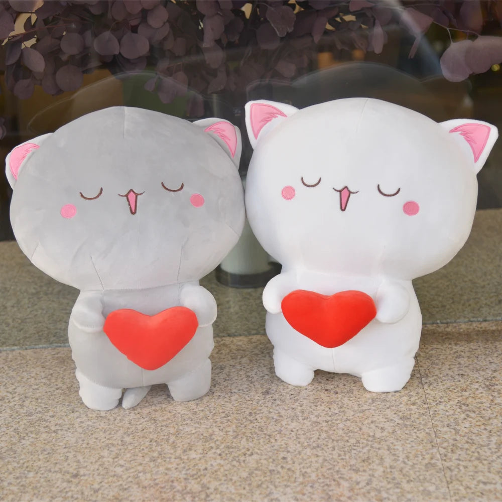 TreasuringU Lovely Cat Plush Dolls Kawaii Cartoon Cat with Love Heart Stuffed Toys Pillows Children Christmas Birthday Gifts