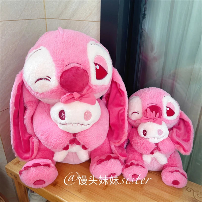 Cute Pink Stitch and Scrump Plush Toy Lovely Wink Stitch Plushies Stuffed Anime Cuddly Doll Birthday Gifts Big Size