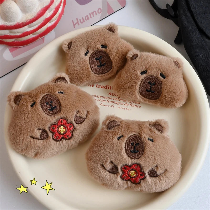 Cute Cartoon Plush Capybara Brooch For Women Girl Clothes Badge Lapel Pins Backpacks Pendant Decoration Accessories