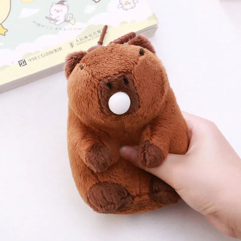 Squeezing Capybara Plush Keychain Pendant Simulation Capibara Anime Fluffty Toy Stuffed Animals Doll Plush Stress Relief Toy