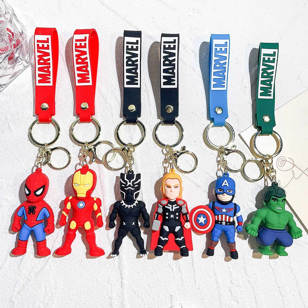 Disney Cartoon Avengers Spider Man Keychain Captain America Car Keychain Marvel Keyring Birthday Gift