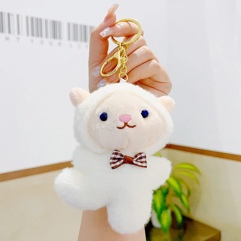 Cute Cartoon Lamb Plush Keychain Creative Kawaii Plush Doll Keychain Pendant Fashion Backpack Decoration Accessories Gifts