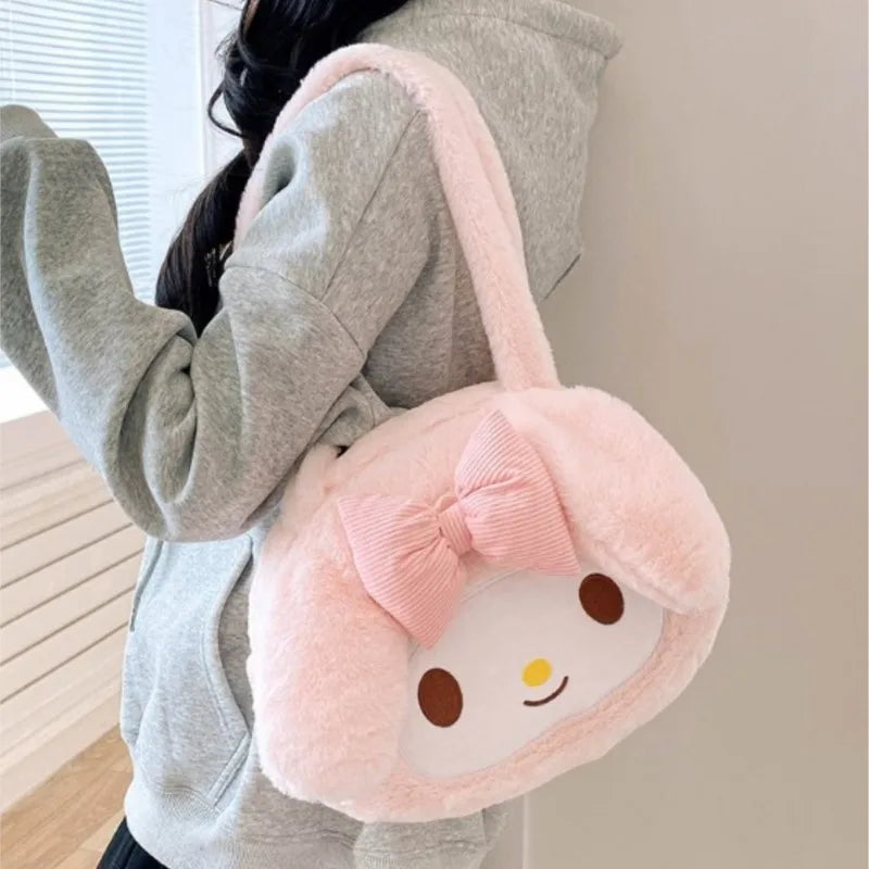 Cute Sanrio Kuromi Plush Bag Large Handbag Cinnamoroll Kawaii My Melody Backpack Shoulder Bag Tote Girl Makeup Plushie Gift bag