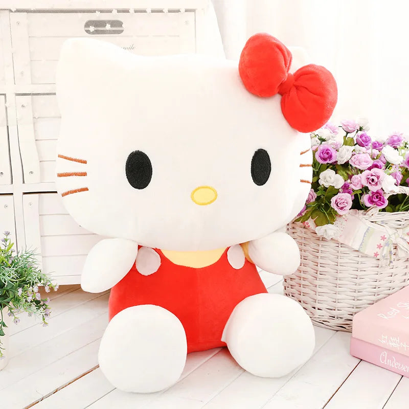 Big Size Lovely Sanrio Plush Hello Kitty Peluche Plush Kawaii KT Plushies Hello Kitty Stuffed Doll Animal Toy Ragdoll Xmas Gift