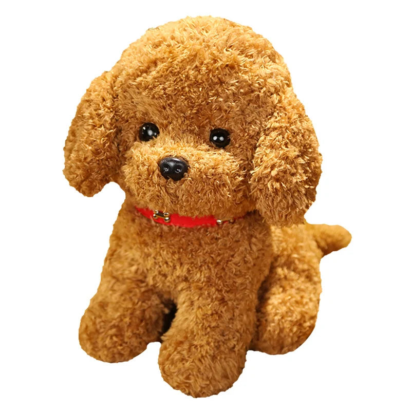 1Pc 22/28cm Lovely Curly Hair Dog Plush Toys Wears Collar Head Flower Dolls Stuffed Soft Toy Kids Birthday Gifts