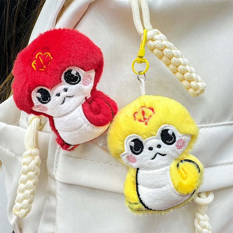 Chinese Style Cute Zodiac Snake Plush Keychain Cartoon Snake Pendant Keychain Bag Decoration Fashion Creative Snake Brooch