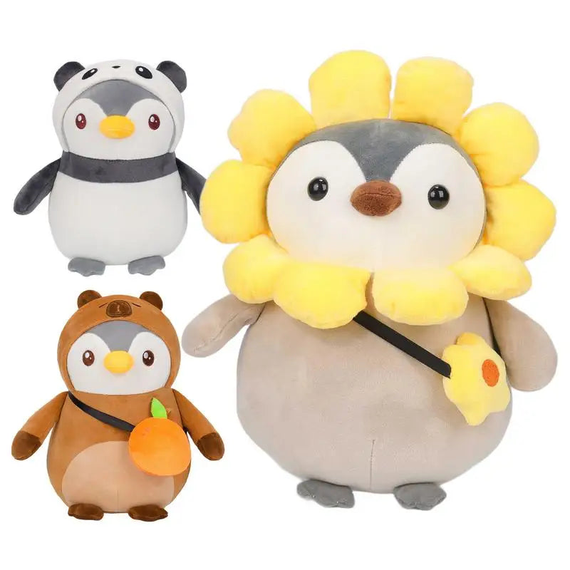 Stuffed Penguin Doll Toy Panda/sunflower/capybara Clothing Penguin Dolls Animal Plushie Penguin Figure Sleeping Hugging Pillow