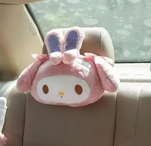 Sanrio My Melody Headrest Hello Kitty Cushion Car Seat Belt Cover Cartoon My Sweet Piano Plush Pillow Kawaii Car Decor Girl Gift