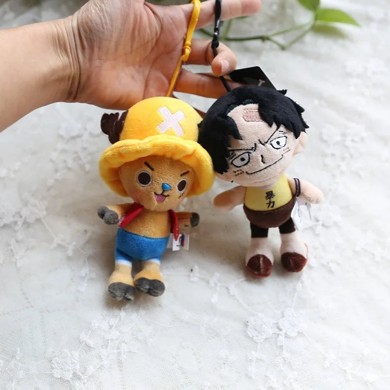 12cm Anime One Piece Original Plush Pendant Doll Luffy Toy Tony Chopper Laboon Sabo Keychain Soft Stuffed Backpack Ornaments Toy