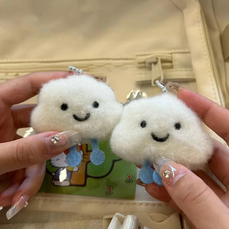 Cute Plush Cloud Doll Squeak Keychain Kawaii Fluffy Soft Stuffed Toy Backpack Charms Pendant Friendship Couple Gift For Kids