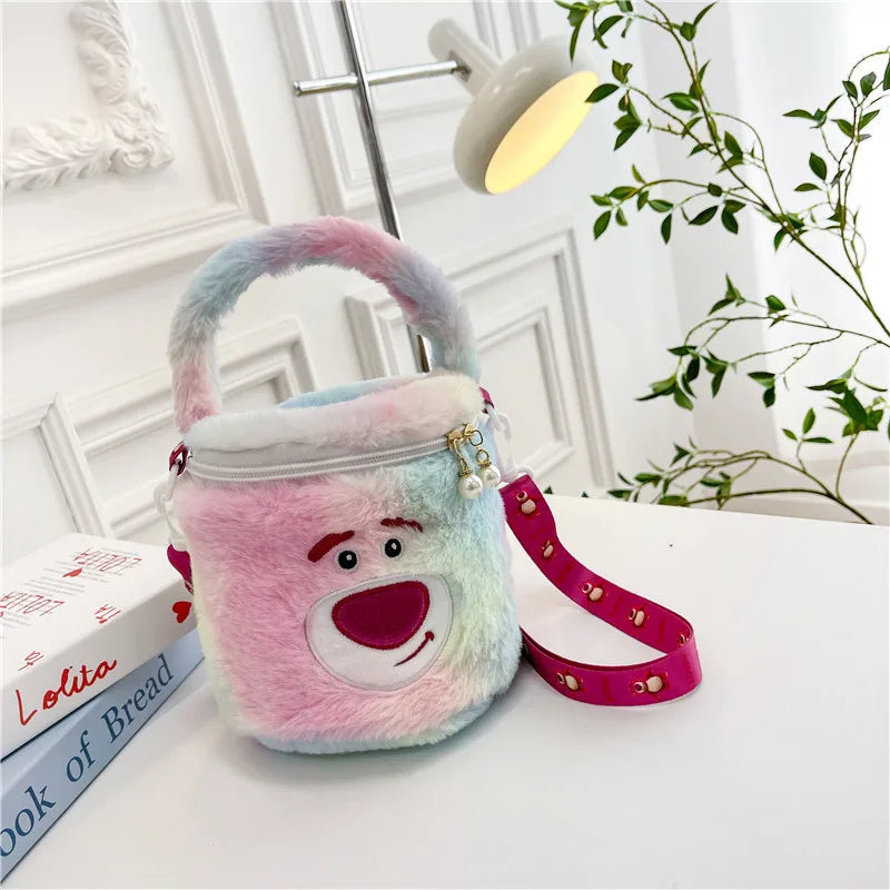 Sanrio Plush Toy Bag Cute Kuromi Doll One Shoulder Handheld Makeup Bag Cross Body Bag Bucket Bag Birthday Gift Wholesale Girl