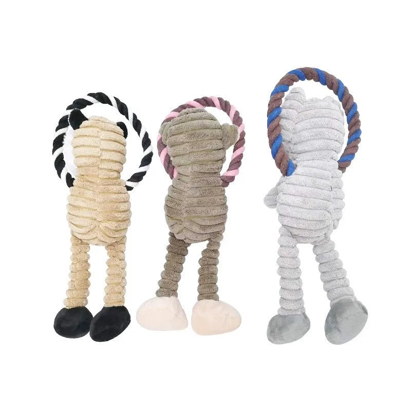 Dog Plush Toys Pet Squeaky Animal Toy Dog Bite-Resistant Clean Teeth Chew Toy Pet Supplies Interactive Toys Lion Elepant Monkey