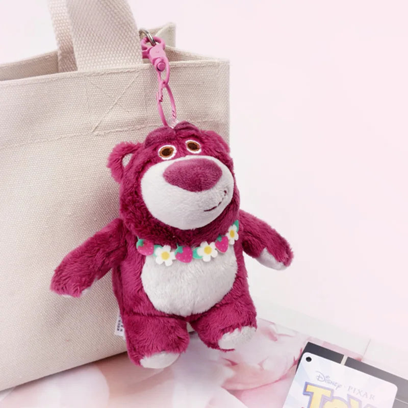 Genuine Disney Stitch Lotso Plush Toys Keychain Pendant Accessories Cute Cartoon Stuffed Doll Key Ring Toys Key Chain Gift