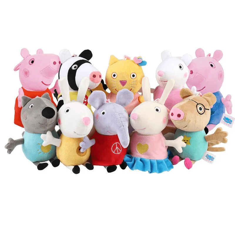 New Style 8pcs/set 19cm Genuine Peppa Pig friends Stuffed Doll Plush Toys George Emily Suzy Party Dolls Keychain Toy Kids Gift