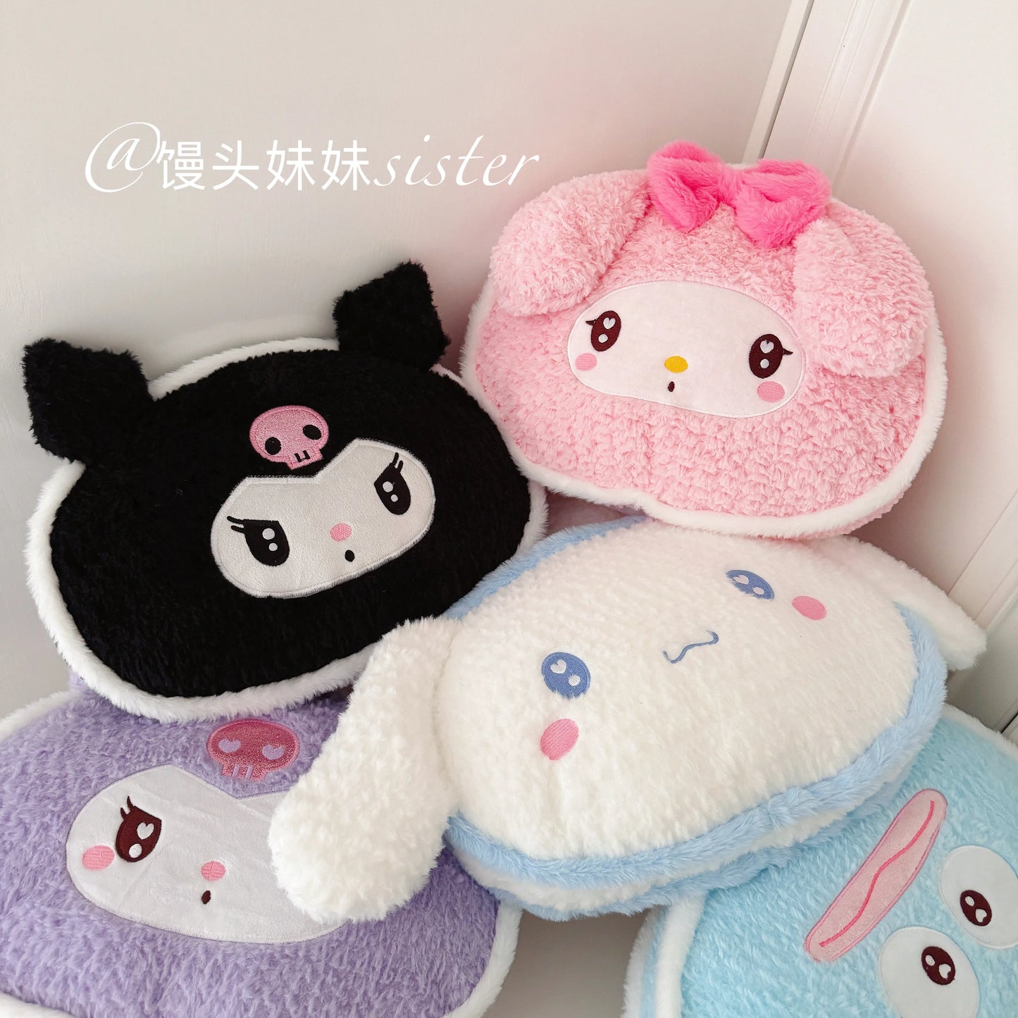 Sanrio Hello Kitty Plushies Doll Kuromi Cinnamoroll My Melody Throw Pillow Hangyodon Plush Toy Sofa Bed Back Cushion Xmas Gifts