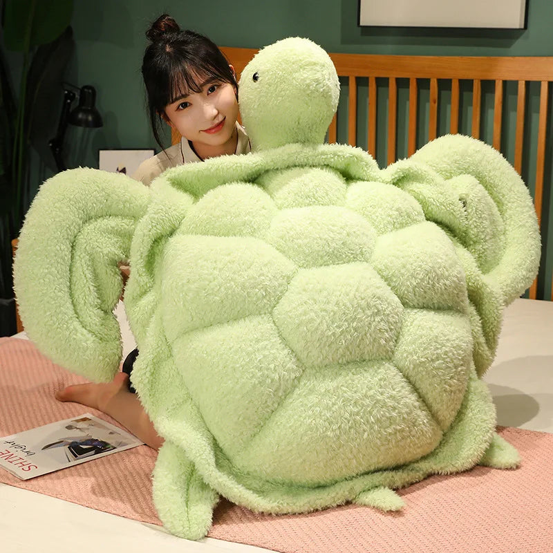 60-100cm Lovely Giant Tortoise Plush Toys Cartoon Sea Turtle Pillow Stuffed Soft Animal Dolls Cushion for Kids Baby Kawaii Gift