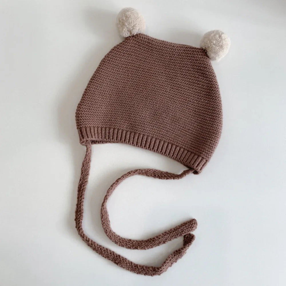 New Thickened Bonnet Caps Plush Knitted Ear Protection Cap Winter Warm Newborn Pullover Hat Outdoor