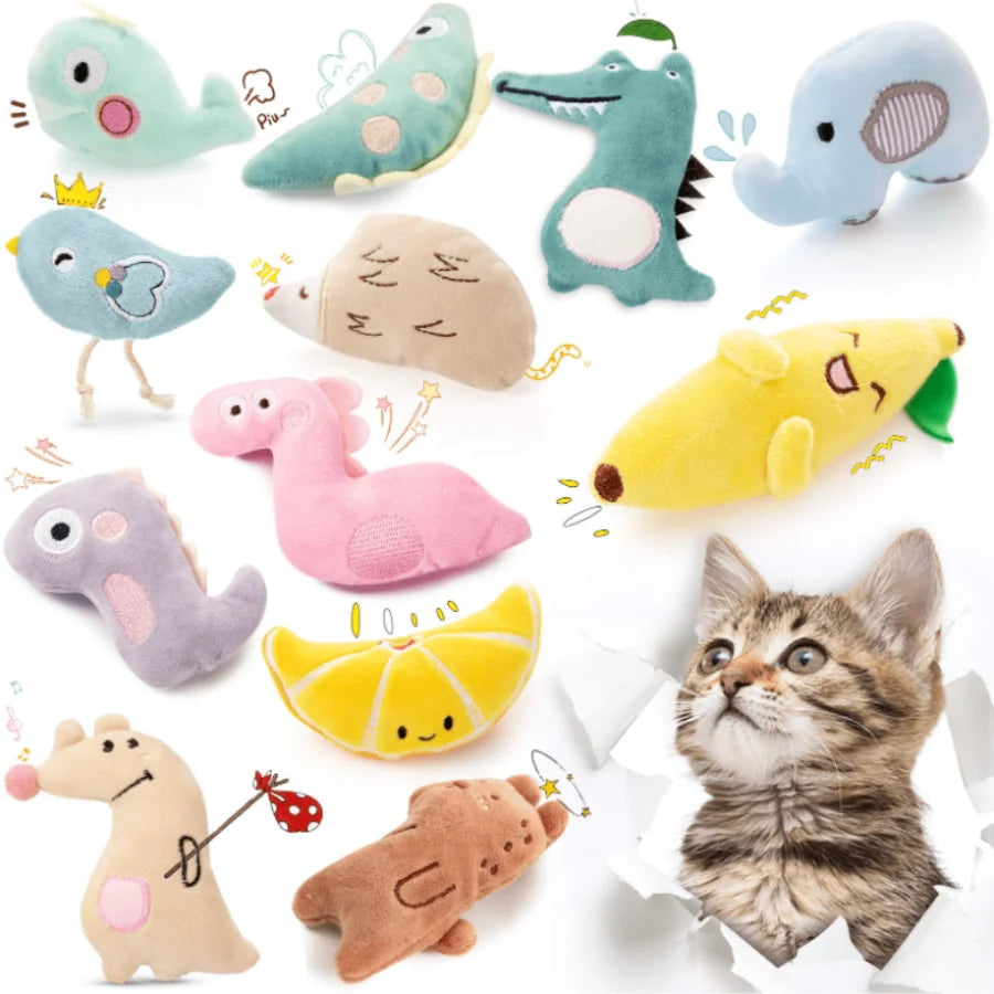 Pet Molar Bite toy Cartoon Stuffed Animal Cute Plush Cat Chew Toy Interactive Pets Toys For Cat