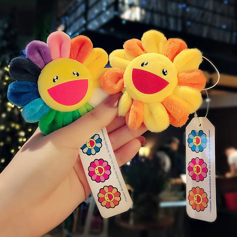 Korean Style Anime Rainbow Color Flower Brooch Backpack Pendant Carry With You Trendy Toy Anime Merchandis Birthday Gift Holiday