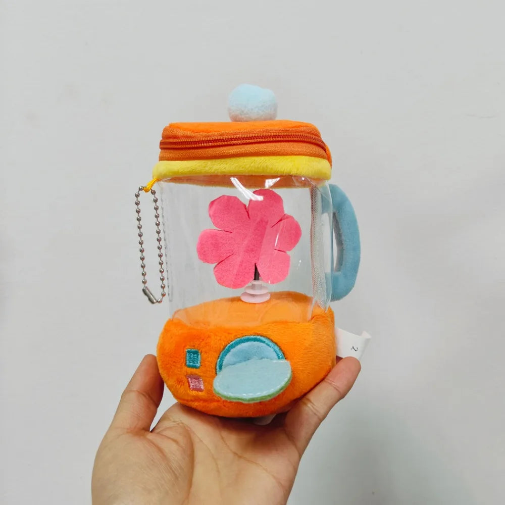 Cartoon Funny Carrot Juicer Plush Toy Drawstring Rotating Bag Pendants Carrot/Flower Blender Toy Plush Keychains