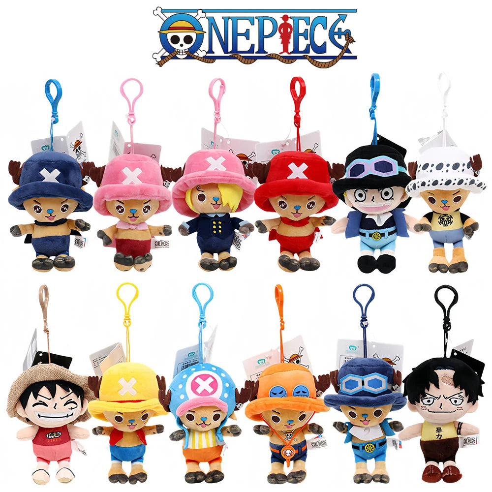 12cm Anime One Piece Original Plush Pendant Doll Luffy Toy Tony Chopper Laboon Sabo Keychain Soft Stuffed Backpack Ornaments Toy