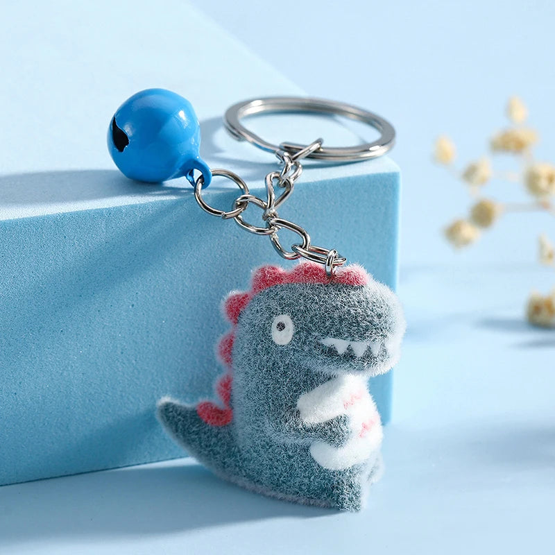 3D Flocking Polar Bear Keychain Cartoon Plush Animal Keyring Bag Pendant Car Key Holder Earphone Charm DIY Jewelry Accessor