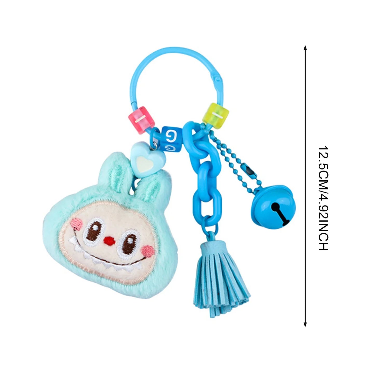 New Labubu Keychain Pendant Kawaii Cartoon Plush Doll with Bell Ornaments Backpack Hanging Pendant New Year Gifts