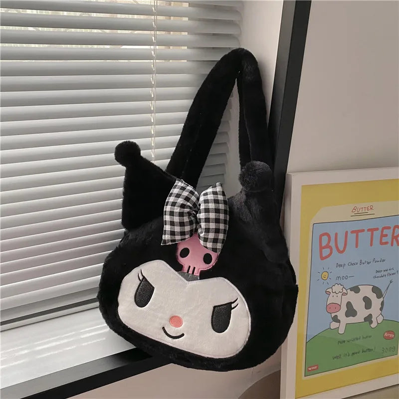 Wholesale Sanrio Plush Bag Kuromi Plush Handbag Kawaii Shoulder Bag My Melody Cinnamoroll Plushies Tote Bagpack High Capacity