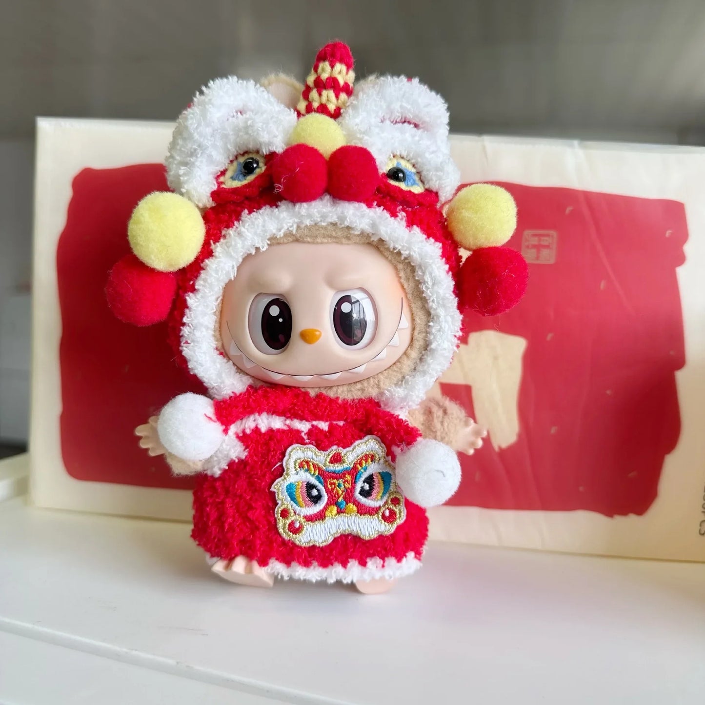 Mini Doll'S Clothes Outfit Accessories For Korea Labubu Idol V1 V2 New Year's clothes pure handmade lion dance suit Clothing