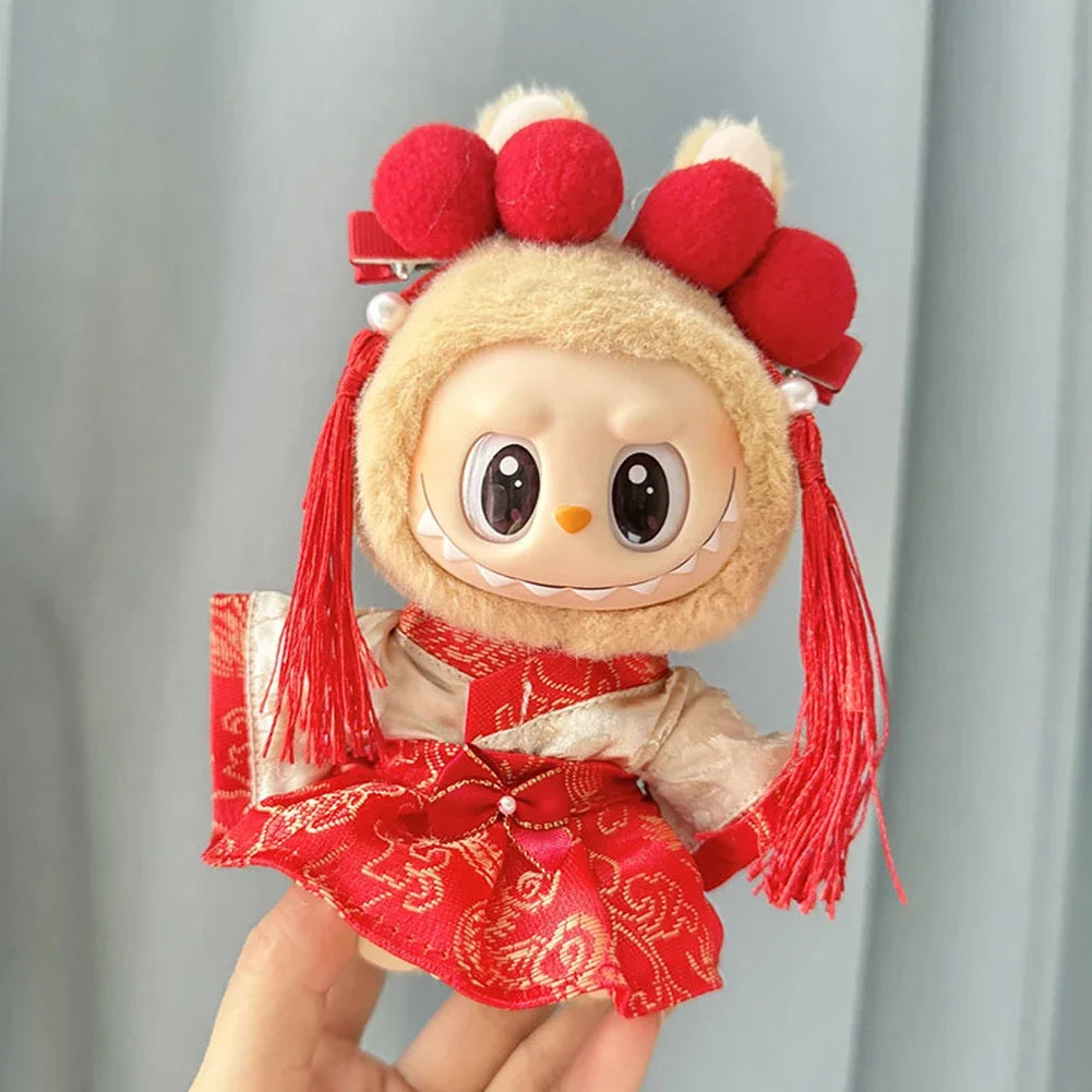 Mini Doll'S Clothes Outfit Accessories For 15-17cm Labubu Idol pendant New Year's Eve Lion and New Year's baby Clothing Gift