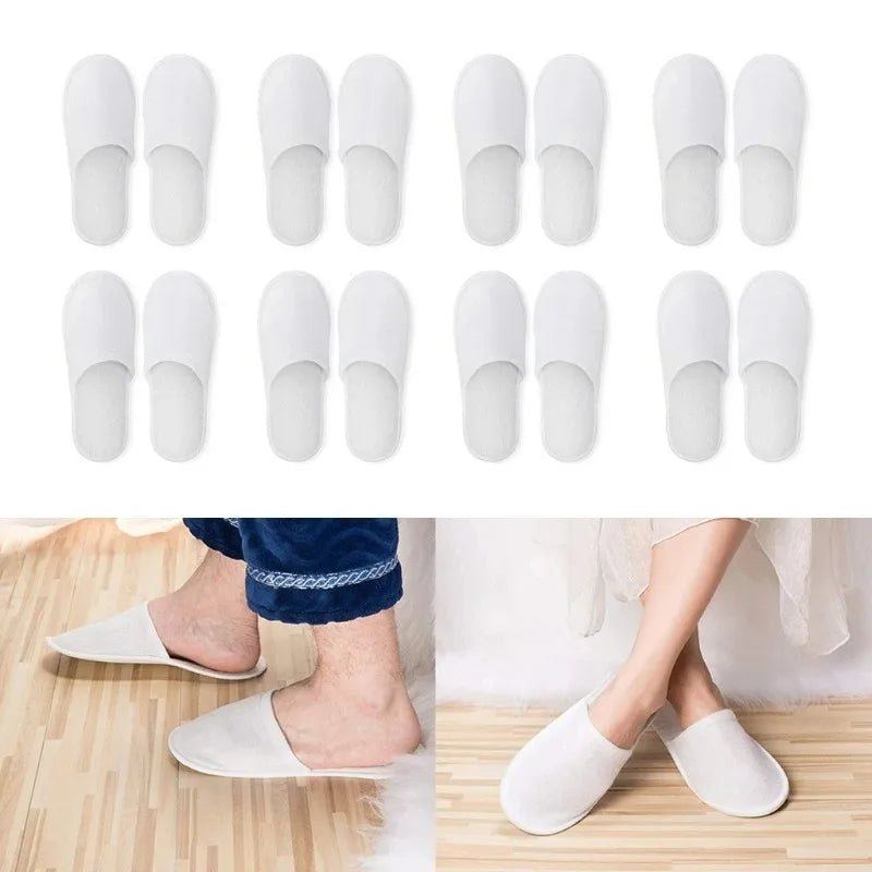 5/10 Pairs Spa Slippers of Brushed Plush Closed-toe Disposable Slippers for Men and Women Suitable for Families Guest Hotel Tra