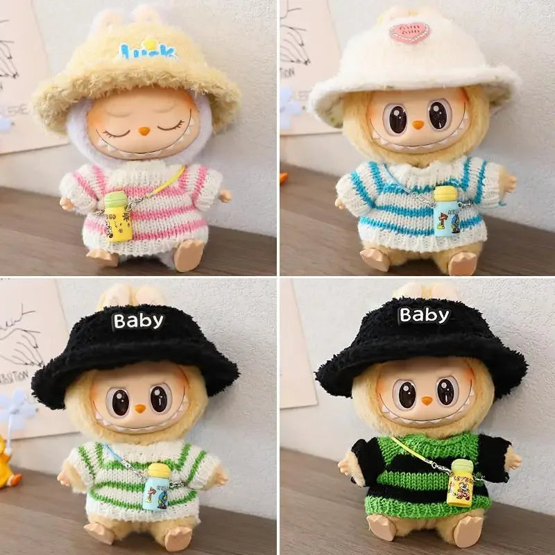 Cloth Only For 17 CM labubu winter outfit decoration Labubu V1 V2 clothes sweater hat for DIY decoration