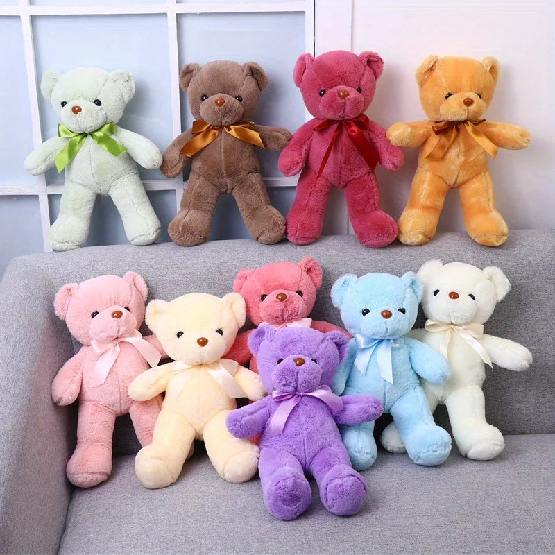 Multicolored Ribbon Teddy Bear Plush Toy Doll Soft Animal Dolls Birthday Party Wedding Decoration Christmas Thanksgiving Gift