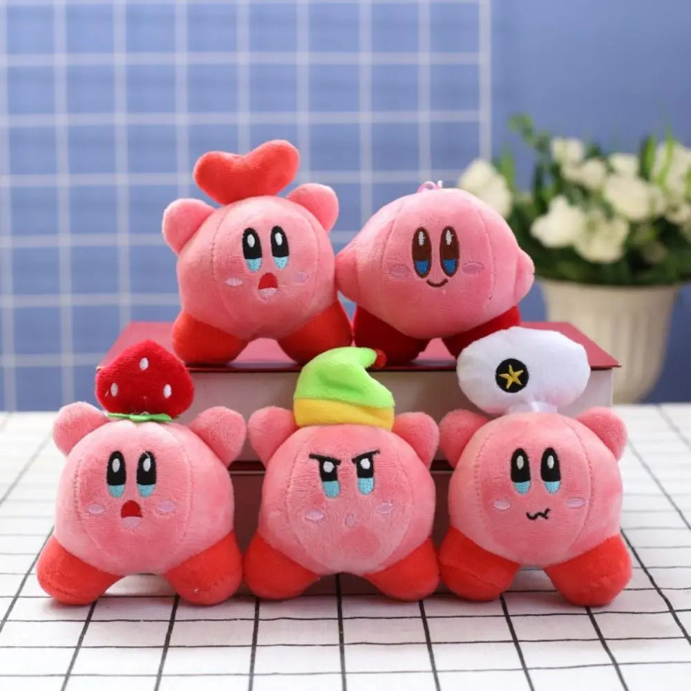 13cm Pink Kirby Anime Plush School Bag Small Pendant Keychain Stuffed Cartoon Doll Birthday Decorative Accessories Christmas