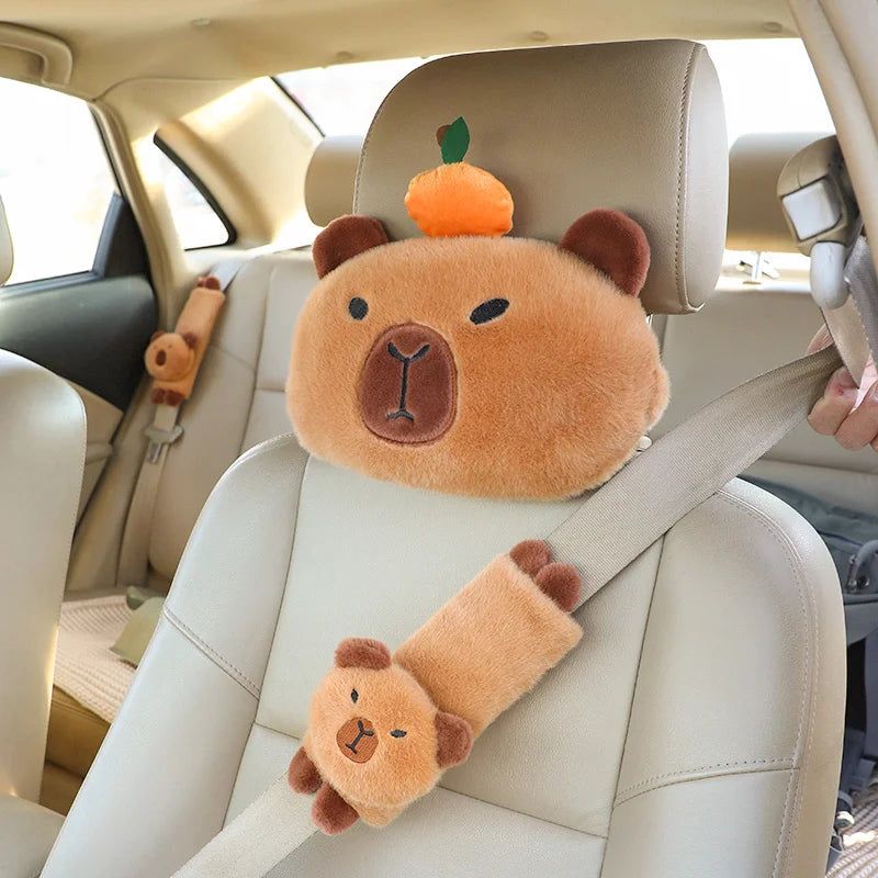 Car Neck Pillow Capybara Plush Shoulder Protection Cute Tissue box Kawaii Car Decoration Of Car Supplies lovely Plushie Toy Gift